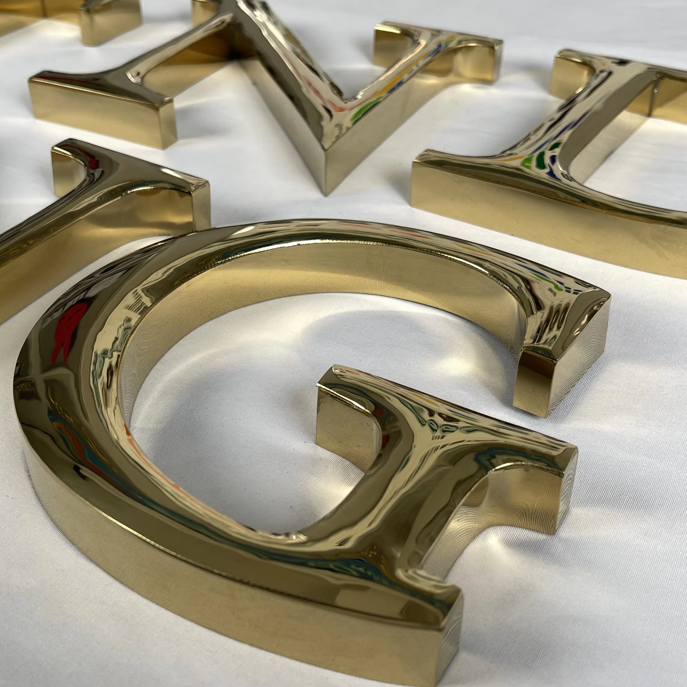 Custom Company Business Name 3d logo Sign Stainless Steel Golden Mirror Metal Letter Signage